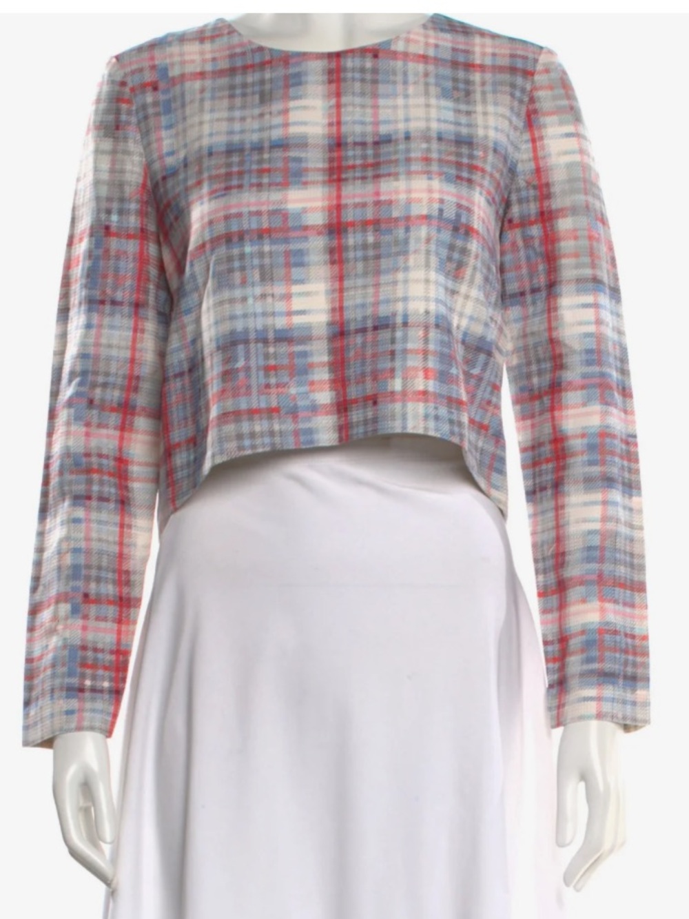 Nicholas Silk Plaid Print Crop Top size 8 medium